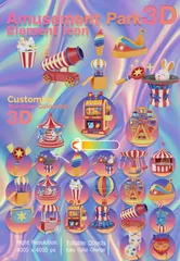 Vergnügungspark und Karneval 3D Icon Pack