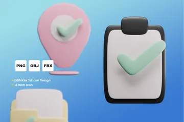 Verifique e pronto Pacote de Icon 3D