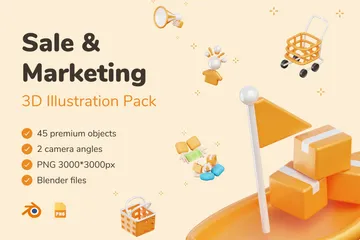 Verkauf und Marketing 3D Illustration Pack