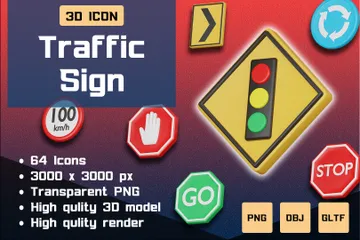 Verkehrsschild 3D Icon Pack