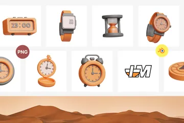 Verschiedene Uhren 3D Icon Pack