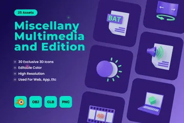 Verschiedenes Multimedia und Edition 3D Icon Pack