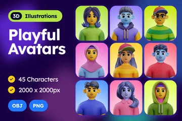 Verspielter Avatar 3D Icon Pack