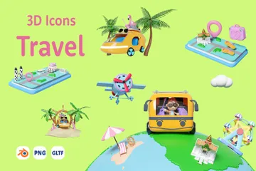 Viagens de verão Pacote de Illustration 3D