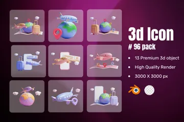 Viajar 3D Icon Pack