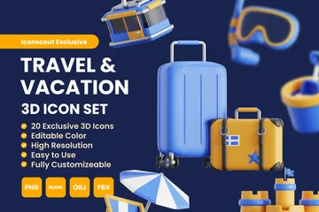 Viajes y vacaciones Paquete de Icon 3D