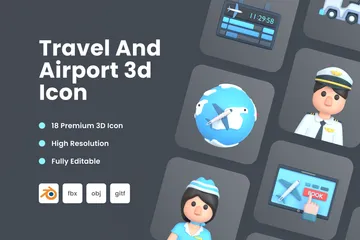 Viajes y aeropuerto Paquete de Icon 3D