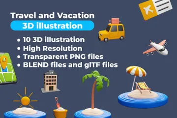 Viajes y vacaciones Paquete de Icon 3D