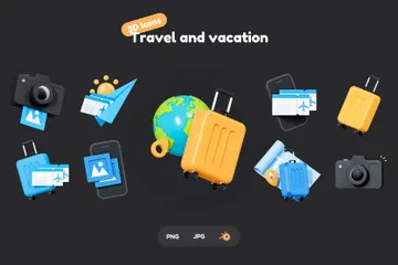 Viajes y vacaciones 3D Icon Pack