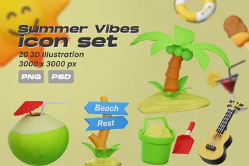 Vibras de verano Paquete de Illustration 3D