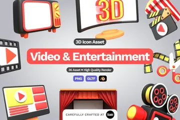 Vídeo e entretenimento Pacote de Icon 3D