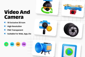 Vidéo et caméra Pack 3D Icon