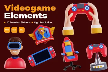 Video Game Elements 3D Icon Pack