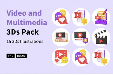 Video und Multimedia 3D Icon Pack