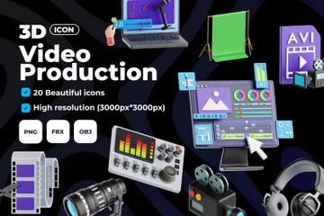 Video Produktion 3D Icon Pack