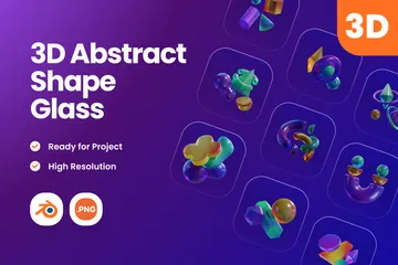 Vidro de forma abstrata Pacote de Icon 3D