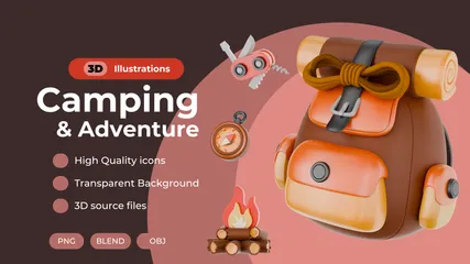 Vie de camping et aventure en plein air Pack 3D Icon