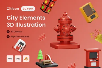 Élément de ville Pack 3D Illustration