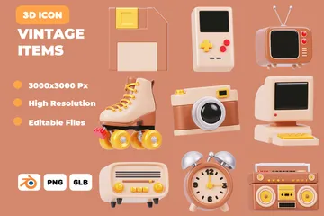 Vintage Items 3D Icon Pack