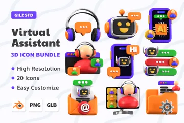 Virtual Assistant` 3D Icon Pack