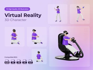 Virtual Reality Activity Character 3D Illustration Pack