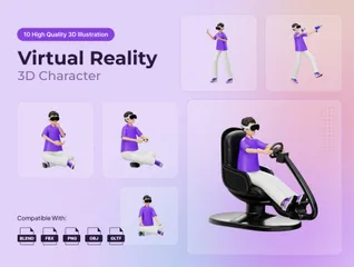 Virtual Reality-Aktivitätscharakter 3D Illustration Pack