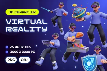 Virtual Reality Charakter 3D Illustration Pack