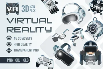 Virtuelle Realität VR 3D Icon Pack