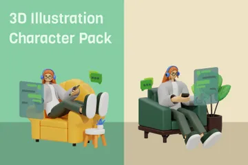 Virtuelle Konversation 3D Illustration Pack
