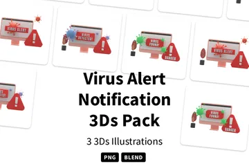 Virus Alert Notification 3D Icon Pack