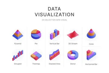 Visualização de dados Pacote de Icon 3D