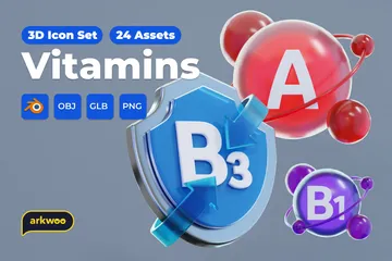 Vitaminas Pacote de Icon 3D