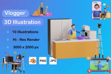 ビデオブロガー 3D Illustrationパック