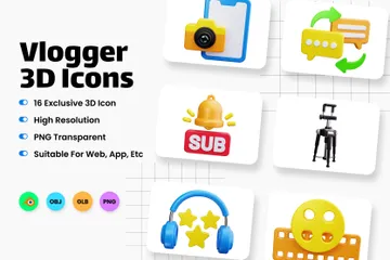 Vlogger 3D Icon Pack