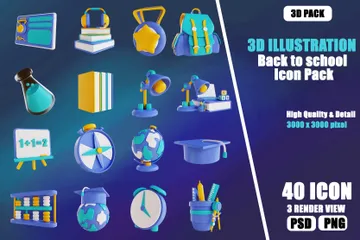 De volta à escola 3D Icon Pack