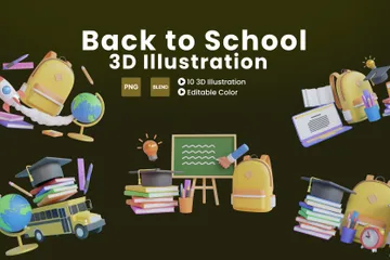 De volta à escola Pacote de Illustration 3D