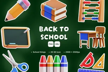 De volta à escola 3D Icon Pack