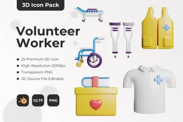 Volunteer Worker 3D Icon Pack