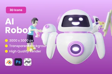 Roboter-KI 3D Icon Pack