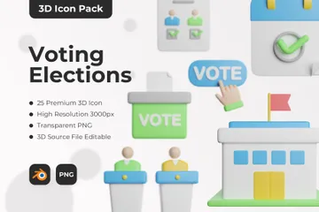 Elecciones de votación Paquete de Icon 3D