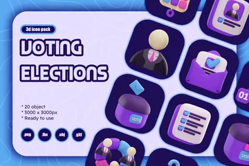 Elecciones de votación Paquete de Icon 3D