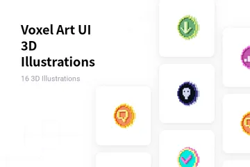 Voxel Art UI 3D Illustration Pack