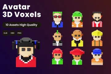 Personagem Voxels Pacote de Icon 3D