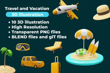 Voyages et vacances Pack 3D Icon