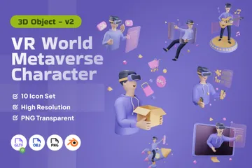 VR World Metaverse-Charakter 3D Illustration Pack