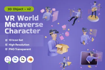 VR World Metaverse Character 3D Illustration Pack