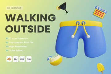 Walking Outside 3D Illustration Pack