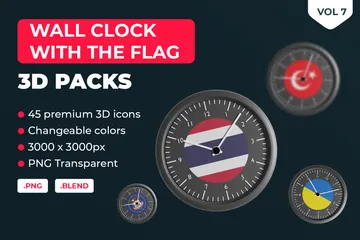 Wall Clock With The Flag Of Countries And Organizations Vol 7 3D Icon Pack