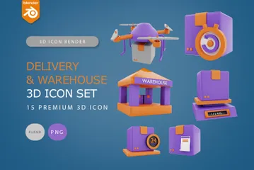 倉庫と配送 3D Iconパック