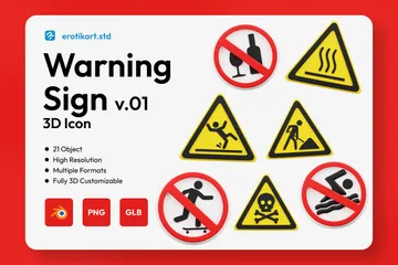 Warning Sign 3D Icon Pack